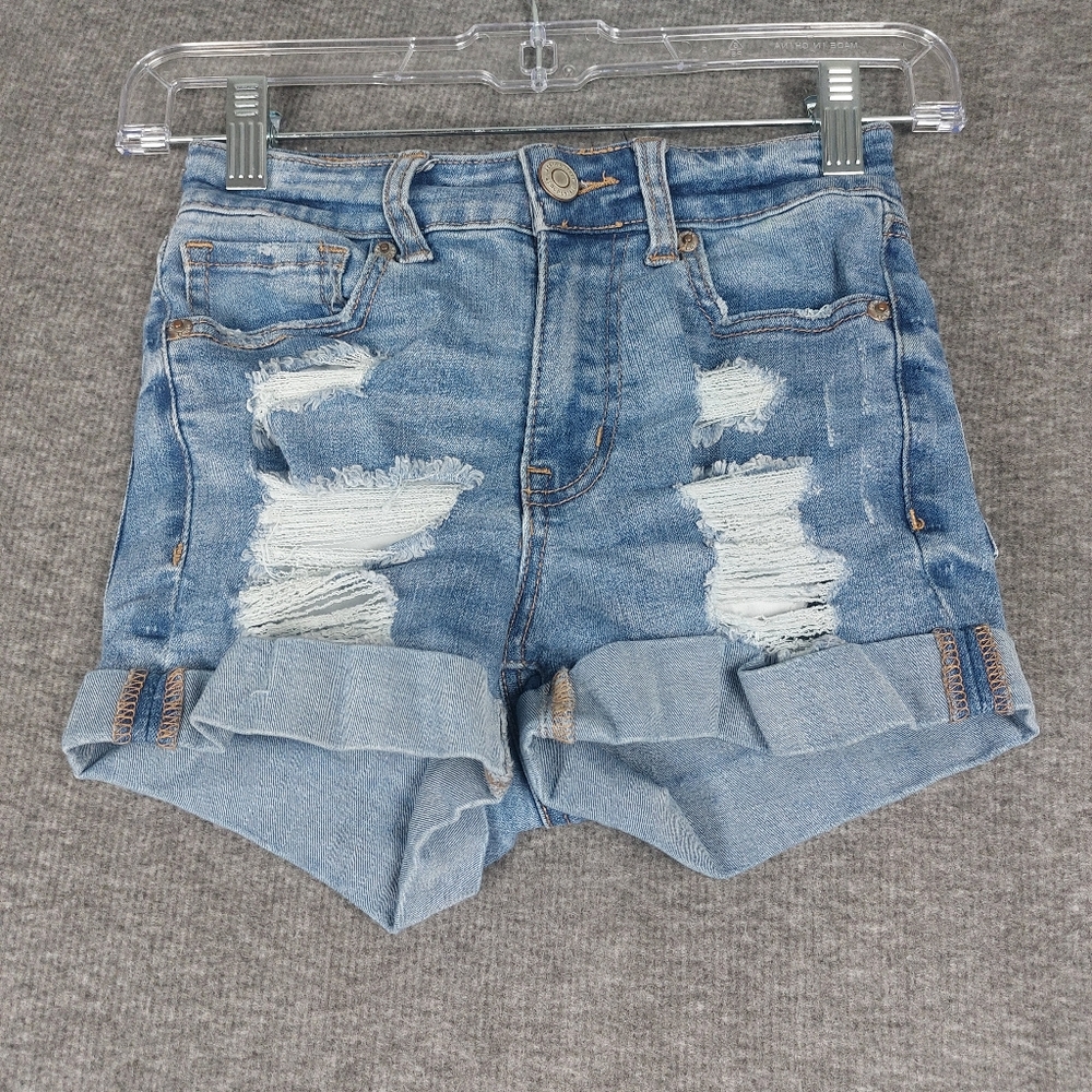 Aeropostale Blue Distressed Jean Shorts